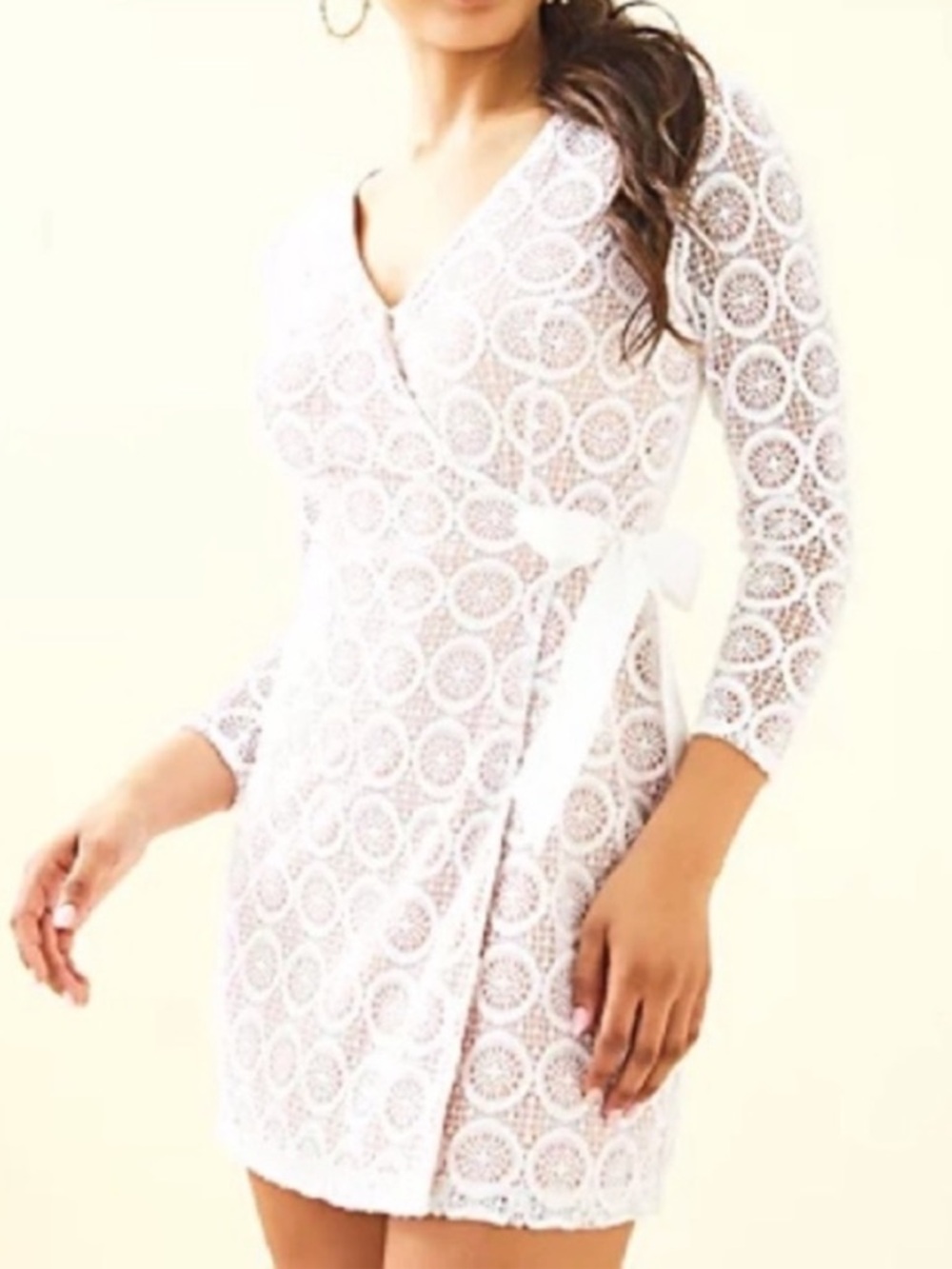 Lilly Pulitzer Tiki Wrap Romper Zanzibar Lace White XS NWT